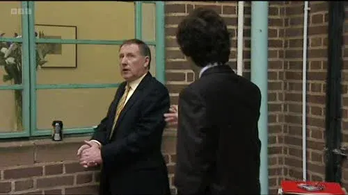 Screenshot: but YOU'RE the man who stands behind
his desk making sure the pen works.