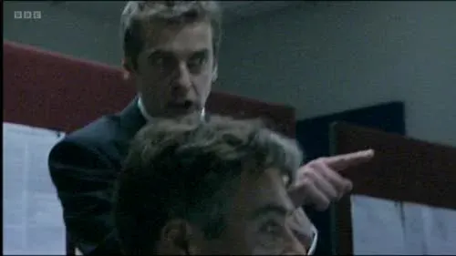 Screenshot: Take two of these shots of him
looking moronic out.