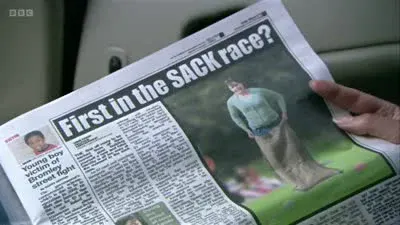 Screenshot: Oh, bollocks! First in the SACK race.