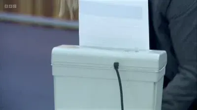 Screenshot: Glenn, can you put stuff with staples through a shredder? No.