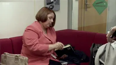 Screenshot: Why don't you have one just Sellotaped to your chin, Emma?!