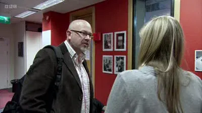 Screenshot: He's just drying his... He's drying his trousers.