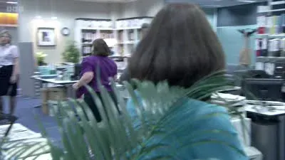 Screenshot: Everybody else, stay Chaplin. Is that trainers she's wearing?